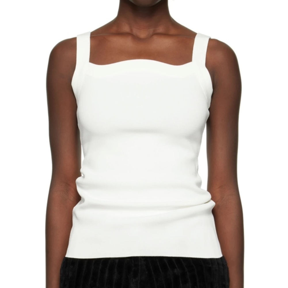 RECTO White Curved Neck Tank Top Medium full length